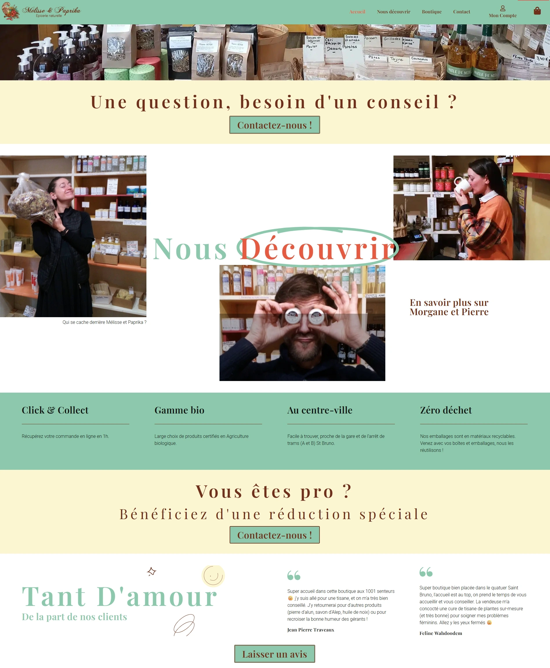 page d'accueil du site Mélisse & Paprika